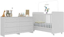 Berço 3 em 1 para Colchão 130x70cm com Rodízios e Cômoda Chantilly Multimóveis Mp4290 Branco