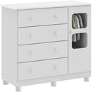 Cômoda de Bebê 1 Porta 4 Gavetas Uli Móveis Peroba Branco Brilho