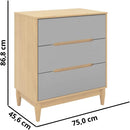 Cômoda infantil 3 gavetas - Tomi Carvalho com Cinza - Quater