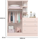 Guarda Roupa Roupeiro com Cômoda Doce Sonho Rosa Qmovi