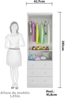 Guarda Roupa de Bebê 2 Portas 3 Gavetas Smim Móveis Peroba Branco Brilho