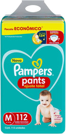 Fralda Pampers Pants Ajuste Total Tamanho M, Fácil de Vestir, 112 Unidades