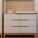 Cômoda infantil para Quarto de Bebê Mdf 6 gavetas Linha Tomi Quater Branco com Carvalho