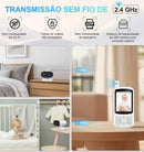 Babá Eletrônica Sem Fio 720p Tela LCD de 2,8" com Zoom Digita, Monitor de Vídeo Sem Wi-Fi, Áudio Bidirecional, Visão Noturna, Sensor de Temperamento e Vela Ninar 127V/220V