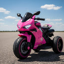 Moto Elétrica Infantil Super Moto Rosa com 3 Rodas com Som e Luz Frente e Ré
