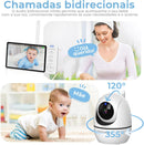 Babá Eletrônica com Tela, 5" 1080p HD Monitor de Bebê com Câmera, baby monitor Sem Wifi, Visão Noturna, Comunicação Bidirecional, Sensor de Temperatura, Panorâmica Inclinação, 110/220v