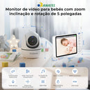 Babá Eletrônica com Tela, 5" 1080p HD Monitor de Bebê com Câmera, baby monitor Sem Wifi, Visão Noturna, Comunicação Bidirecional, Sensor de Temperatura, Panorâmica Inclinação, 110/220v