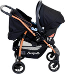 Travel System Burigotto Carrinho de Bebê Rio 22 com Bebê Conforto Materna Preto Cobre