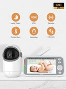 TakTark Babá Eletrônica, 5" 720P HD Bebê Câmera com Tela, Sem Wifi, Panorâmica Inclinação, Áudio Bidirecional, Night Vision, Zoom Digital, Detecção De Som Vox, Ideal Para Novos Pais